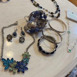 Silver-Tone Blue‎ Jewelry Bundle